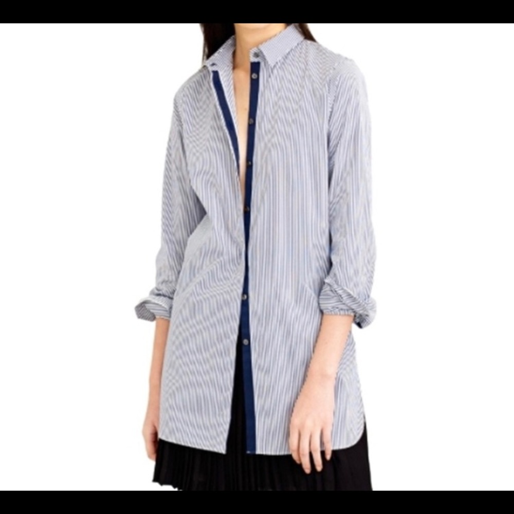 J. crew Navy striped button down tunic